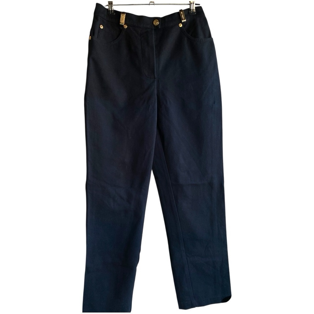 St. John Sport vintage black dressy formal Pants with Gold Accents luxury